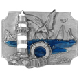 Coastal Scene  Enameled Belt Buckle